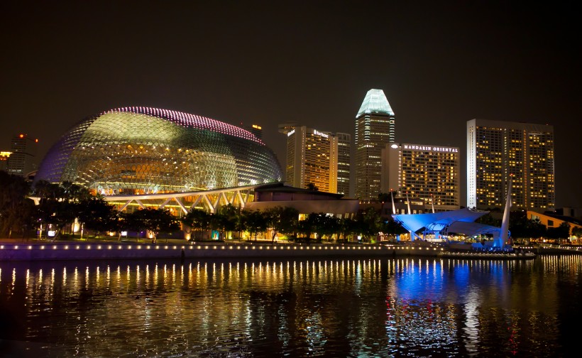 时尚之都新加坡唯美夜景风景图片