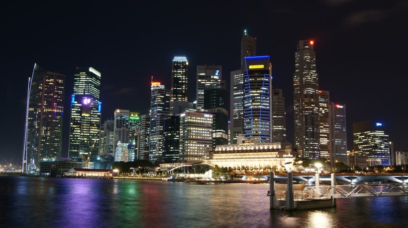 时尚之都新加坡唯美夜景风景图片