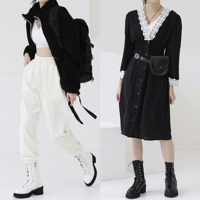 个性十足的黑白色系极简风服装搭配盐系少女值得参考