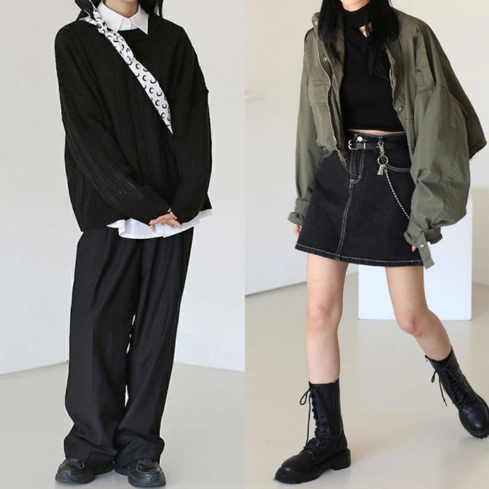 个性十足的黑白色系极简风服装搭配盐系少女值得参考