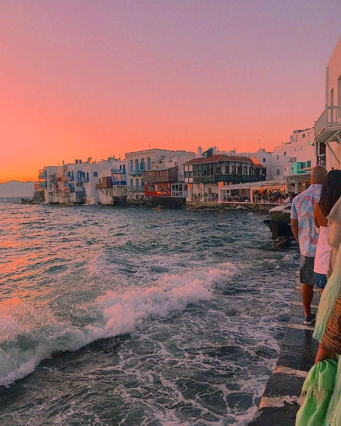 海边风景图片米克若斯岛夕阳图片