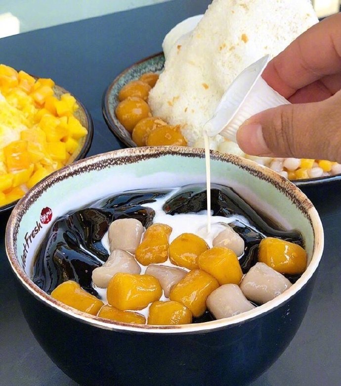 可爱的下午茶甜品芋圆图片